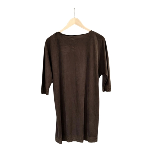 ZARA FAUX SUEDE, LACE, BROWN OLIVE  DRESS,  SIZE S, NWOT - Picture 3 of 5